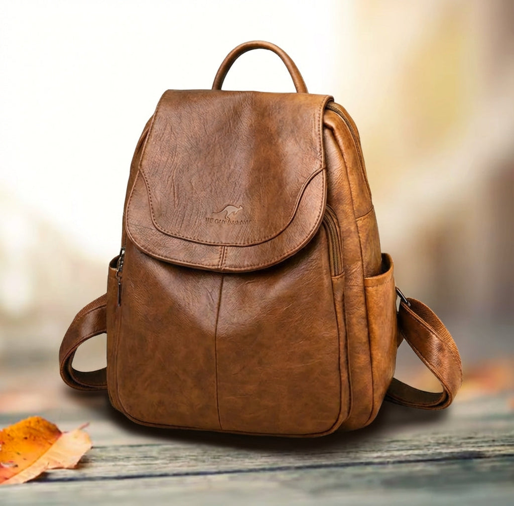 brown leather backpack near me for Men & Women Our Buffalo Collection represents the fusion of contemporary styling with the raw urban look of oily buffalo leather Rainier Backpack - Tan &