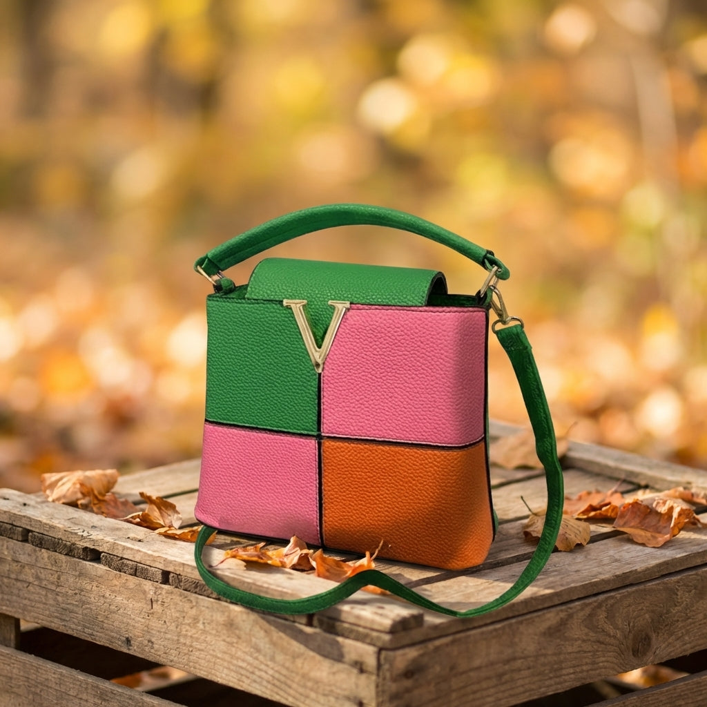 Pink with green-orange